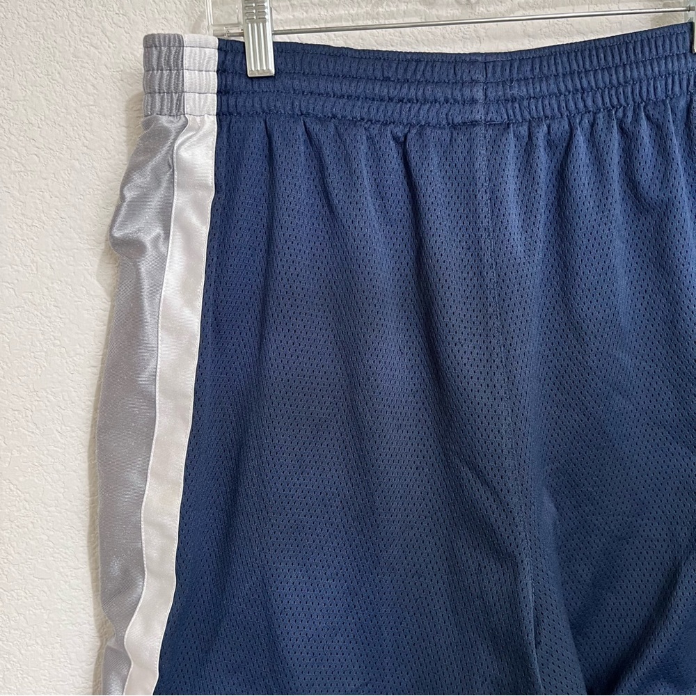 Nike Navy White Silver Side Stripe Lined Basketball Shorts Pockets XL - Picture 9 of 11